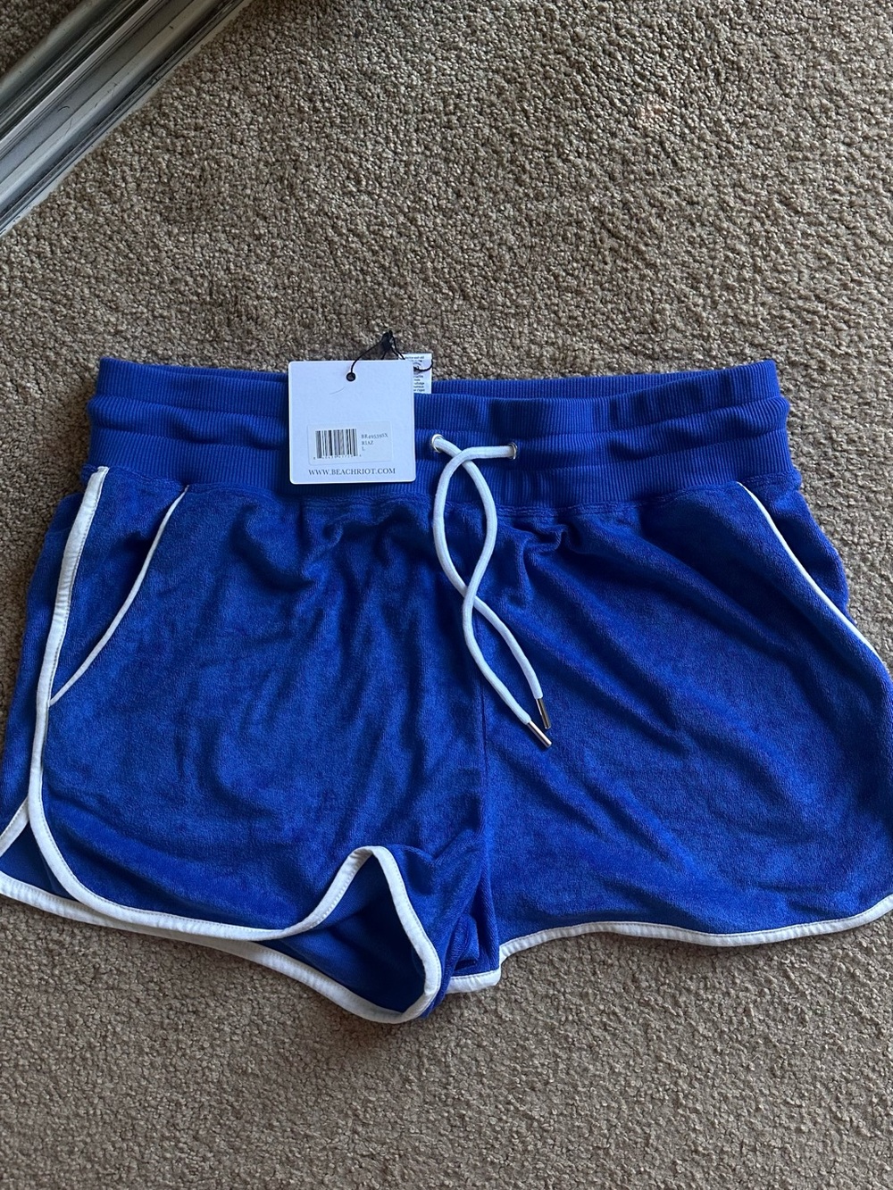 Beach Riot Royal Blue Terry Shorts with White Trim